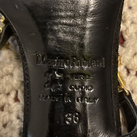 Marino Fabiani Sandals Women’s Sz38 Black Heels Rhinestone Accent.‎ W/defects on - Picture 10 of 15